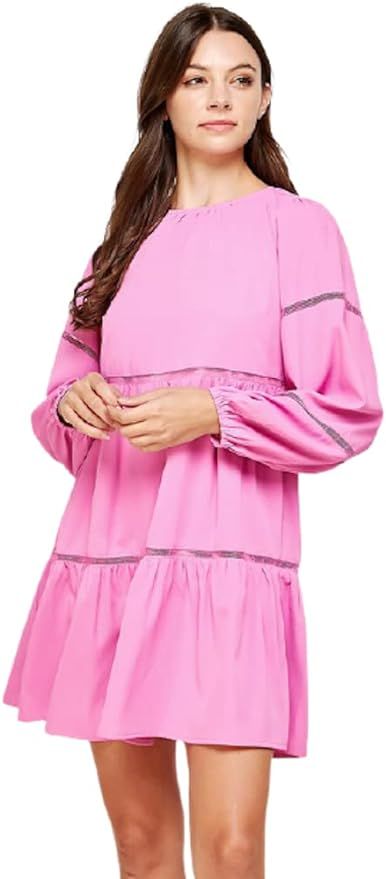 Women's Long Sleeve Tiered Mini Dress | Amazon (US)