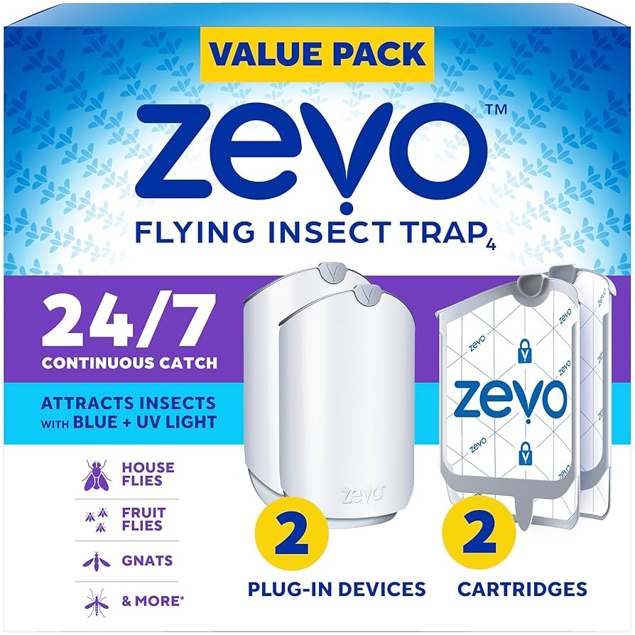 Zevo 2 Flying Insect Traps & 2 Cartridges - Plug In Fly Trap & Indoor Bug Catcher for Gnats, Hous... | Amazon (US)