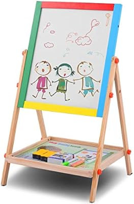Costzon Kids Easel, Double Sided Adjustable Chalkboard & White Dry Erase Surface with Chalks, Mar... | Amazon (US)