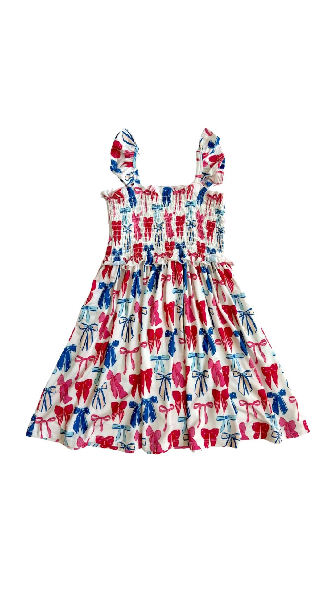 Patriotic Bows Smocked Twirl Dress - PRE ORDER SHIPS JUNE 14TH | In My Jammers