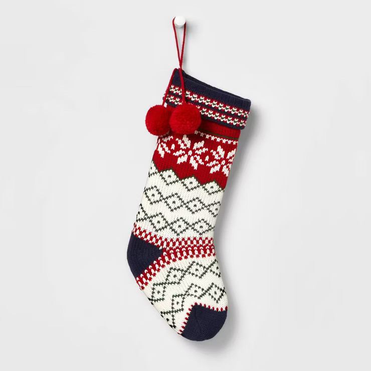 20" Fair Isle Snowflakes Knit Christmas Stocking - Wondershop™ | Target