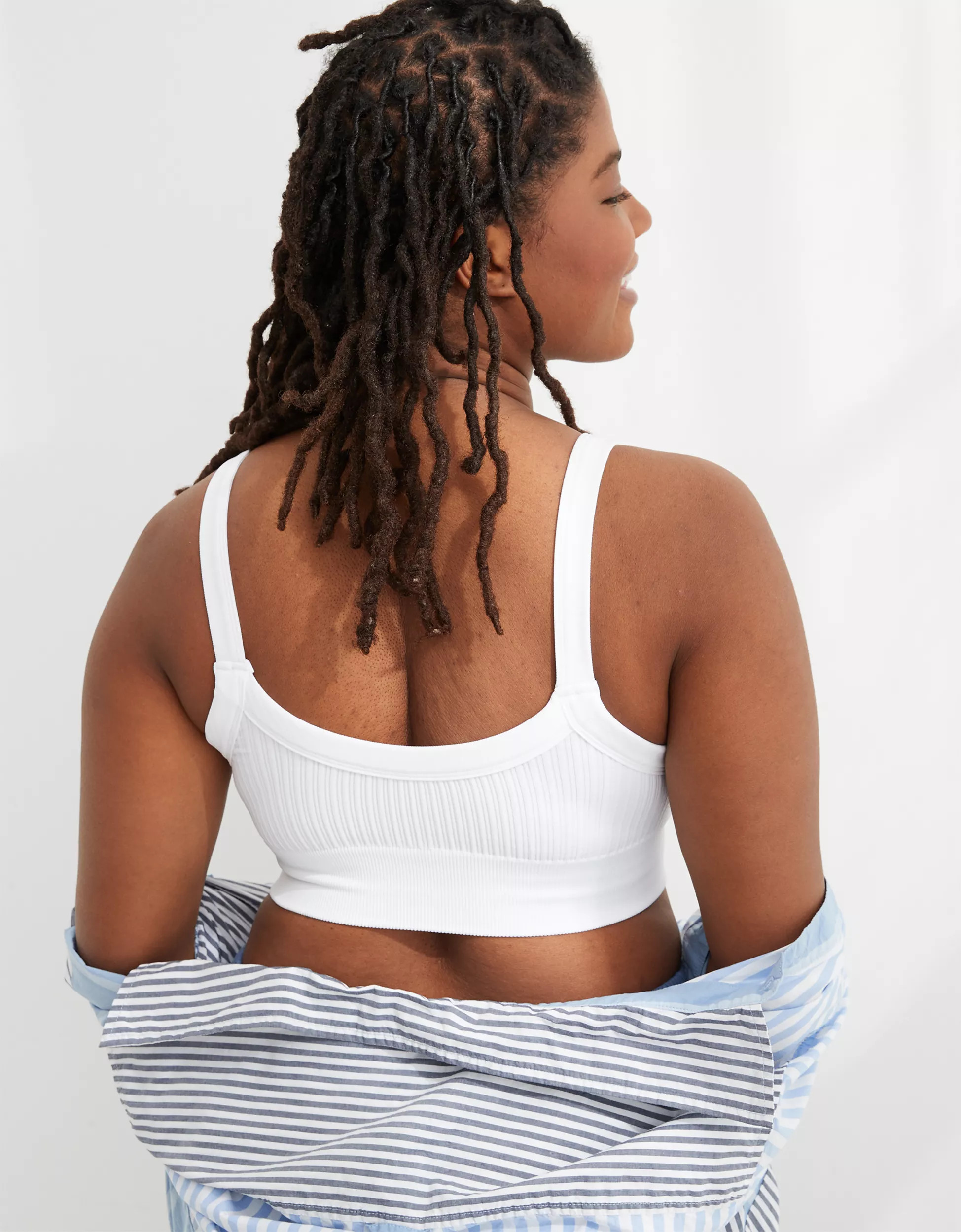 Aerie Ribbed Seamless High Neck Longline Bralette | American Eagle Outfitters (US & CA)