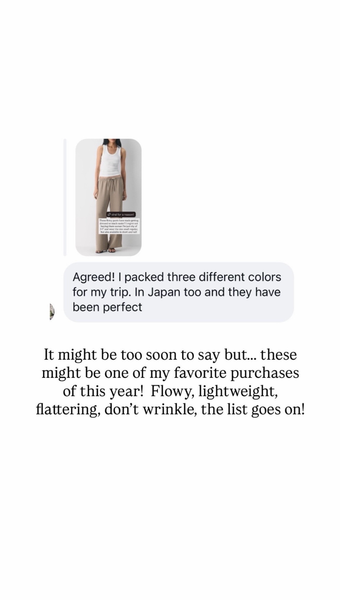 It might be too soon to say but... these might be one of my favorite purchases of this year! Flowy, lightweight, flattering, don't wrinkle, the list goes on!

#LTKgrwm #LTKSeasonal #LTKootd
