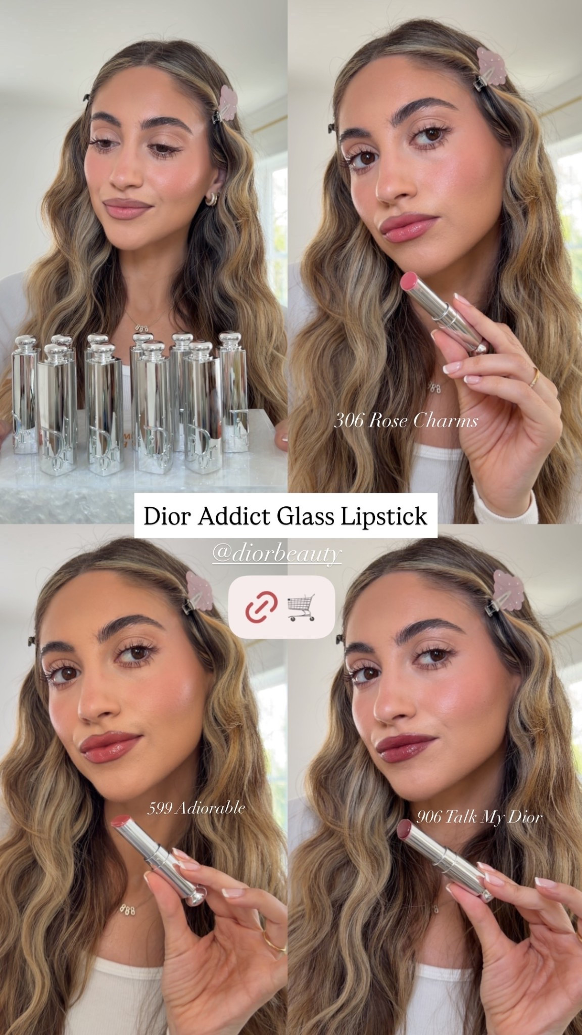 Dior Addict Glass Lipstick @diorbeauty  306 Rose Charms 599 Adiorable 906 Talk My Dior

#LTKselfcare #LTKgrwm #LTKBeauty