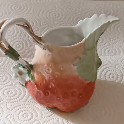 Vintage Royal Bayreuth Handled Strawberry Creamer w/Green Handle 3 3/4"  | eBay | eBay US