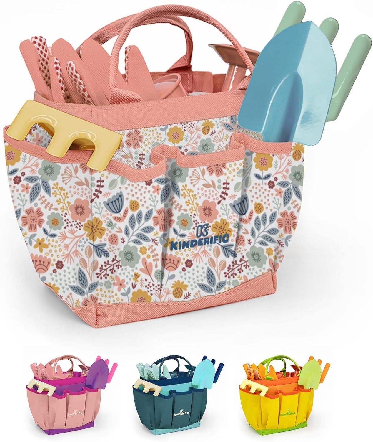 Kinderific Gardening Set, Tool Kit, for Kids, STEM, Includes Tote Bag, Spade, Watering Can, Rake,... | Amazon (US)
