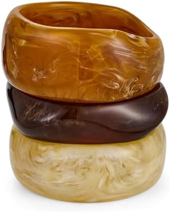 Chunky Resin Bracelet for Women Vintage Tortoiseshell Resin Bangle Bracelets Set Wide Acetate Wri... | Amazon (US)