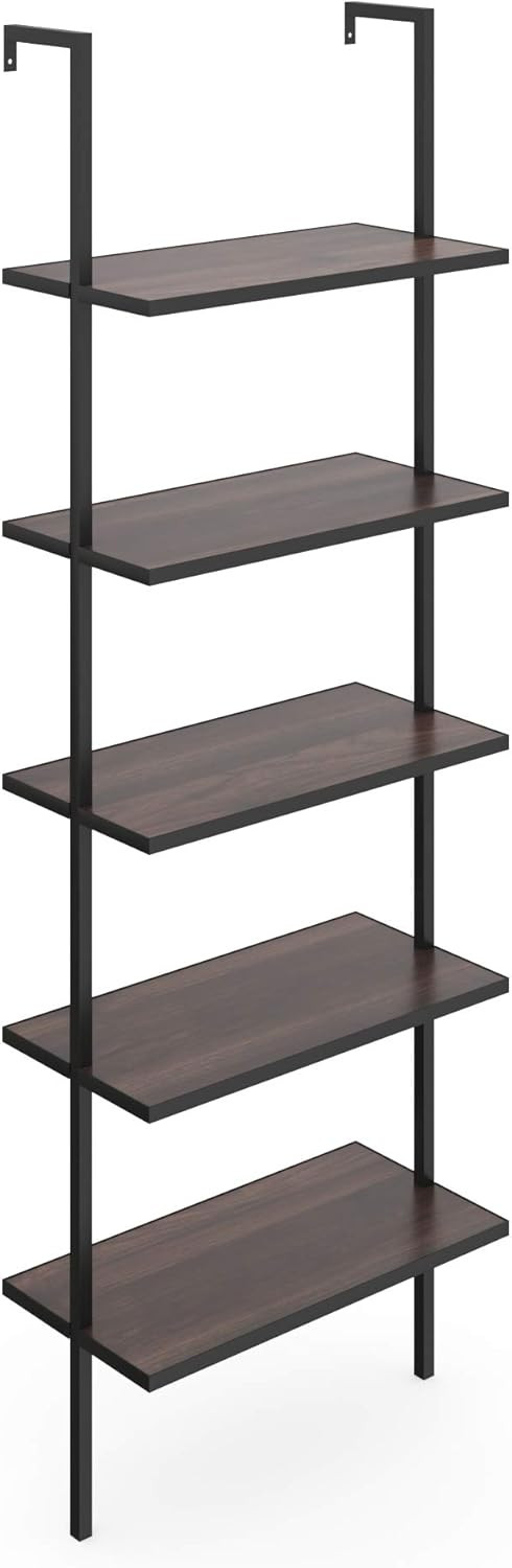 Nathan James Theo 5-Shelf Wood Modern Bookcase, Open Wall Mount Ladder Bookshelf with Industrial ... | Amazon (US)