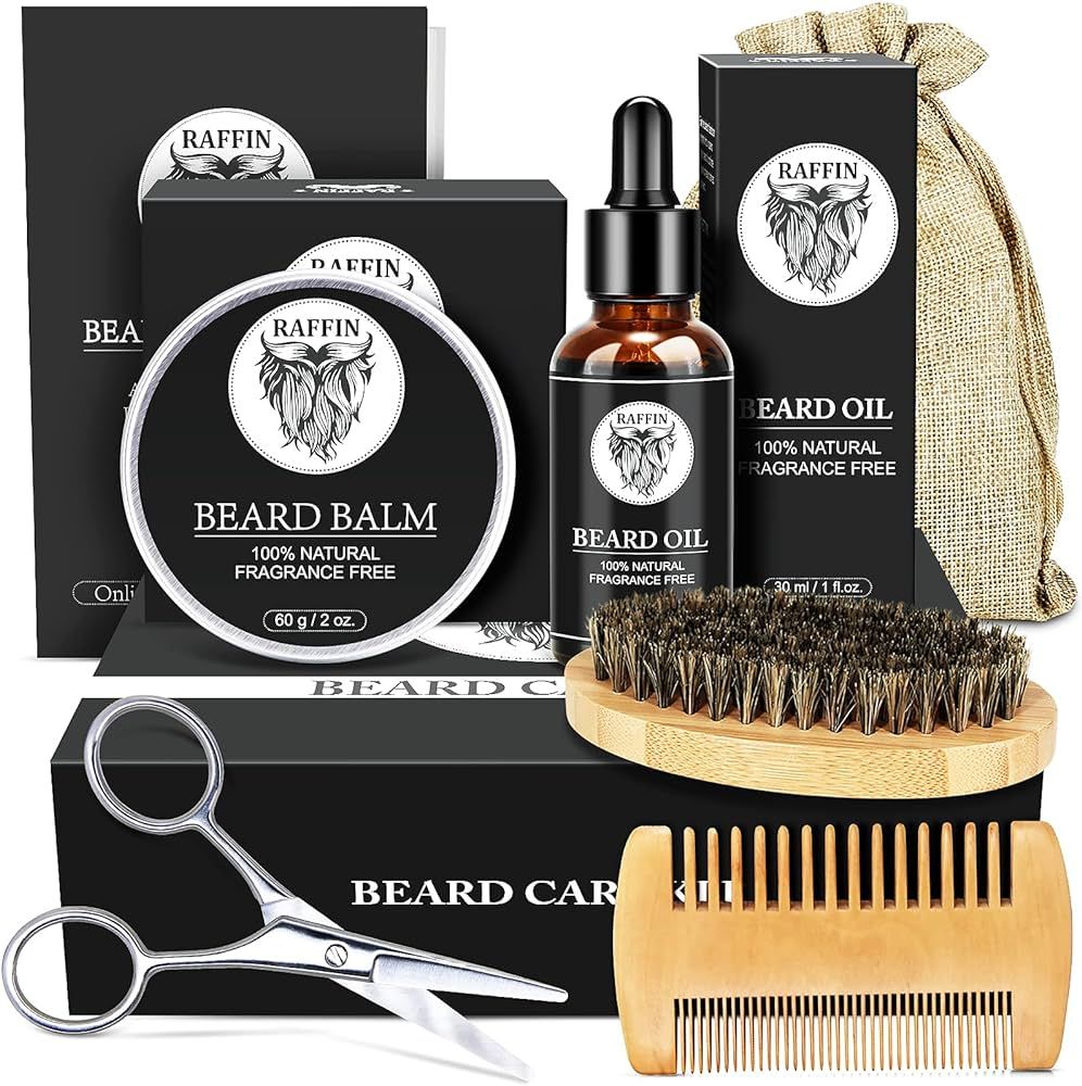 RAFFIN Gifts for Men - Valentines Gifts for Him, Beard Kit for Men w/Beard Oil &Balm, Beard Brush... | Amazon (US)
