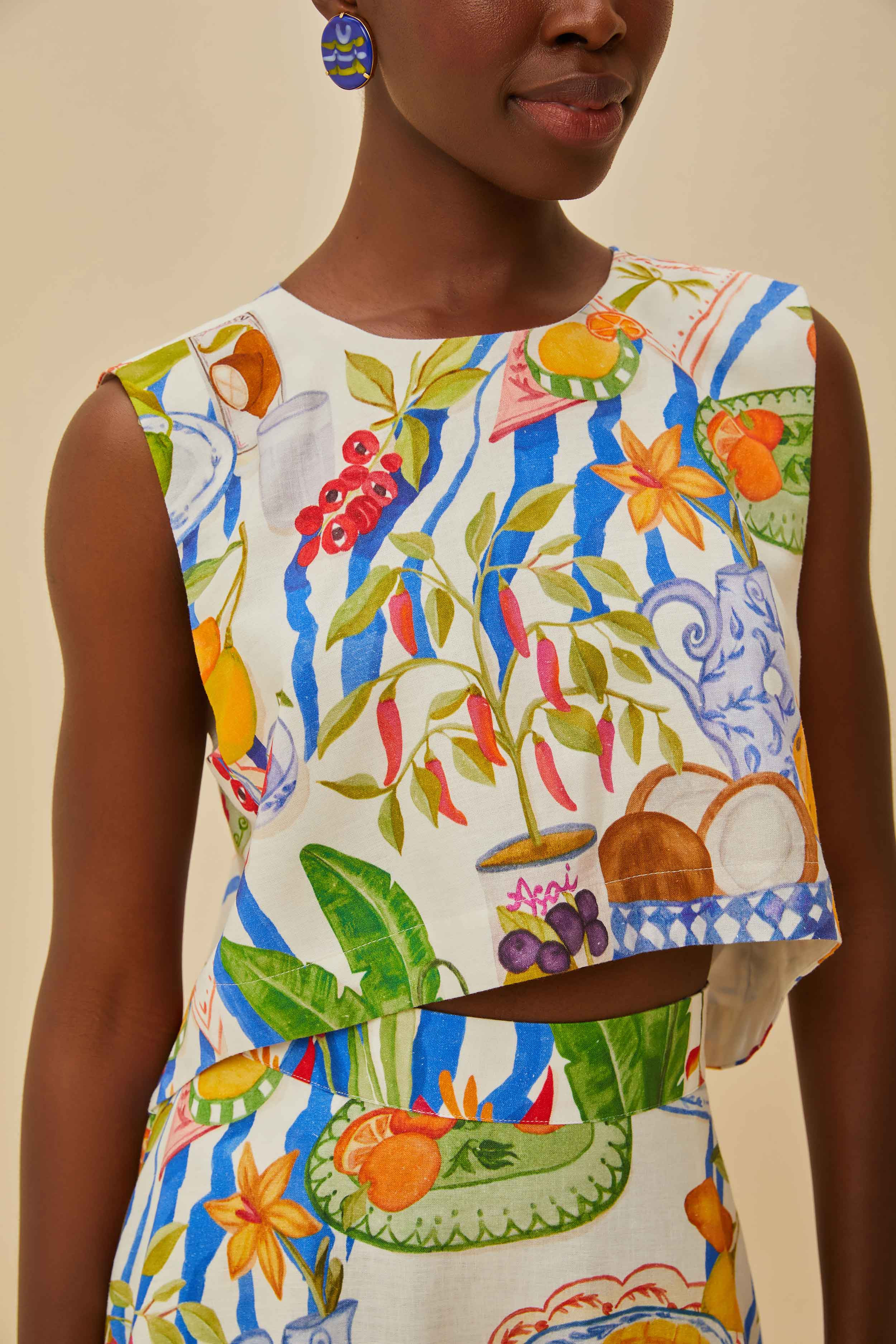 Off-White Fresh Table LENZING™ ECOVERO™ Euroflax™ Blouse | FarmRio (US)