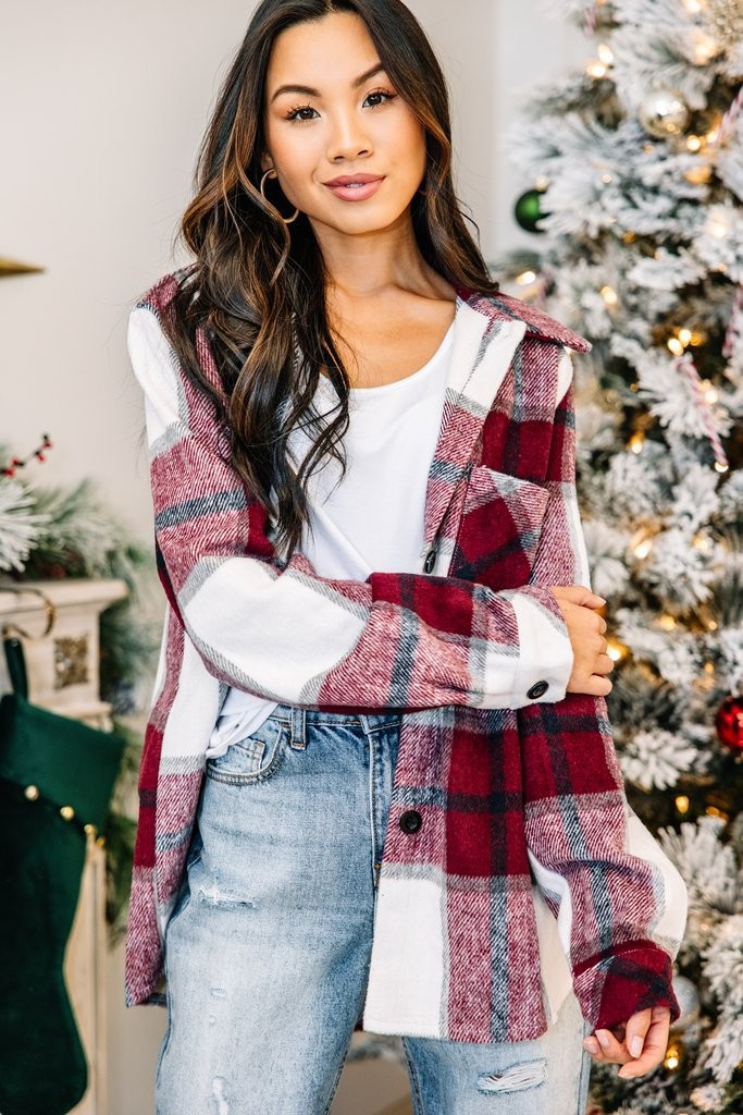 Be Your Best Self Burgundy Red Plaid Shacket | The Mint Julep Boutique