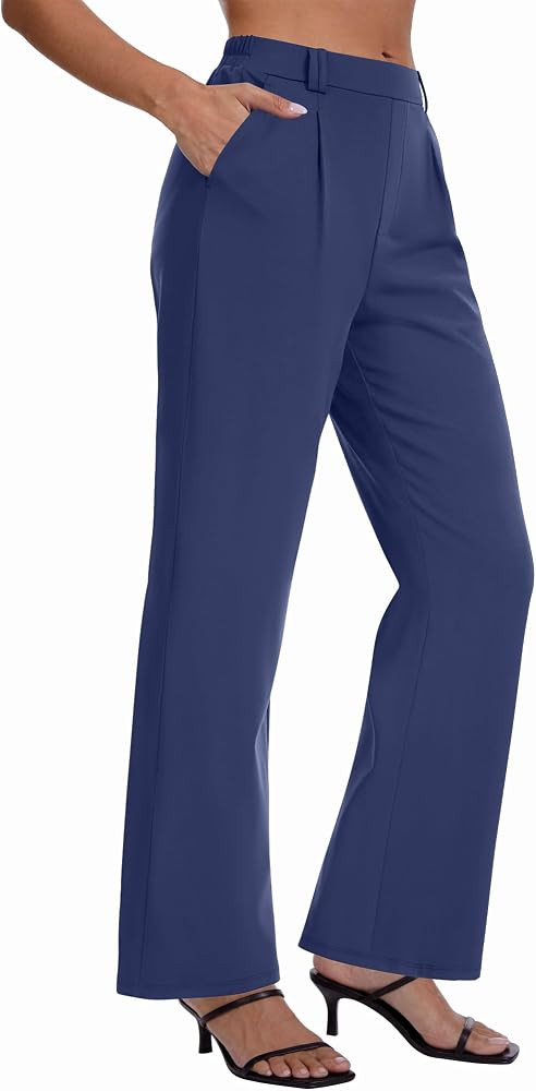 DLOODA Womens Dress Pants High Waisted Straight Leg Work Pants Pull On Business Casual Trousers S... | Amazon (US)