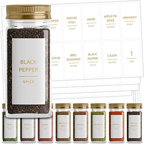 Talented Kitchen Gold Spice Jar Labels. 140 Minimalist Spice Labels, Gold Text on Matte White Labels | Amazon (US)