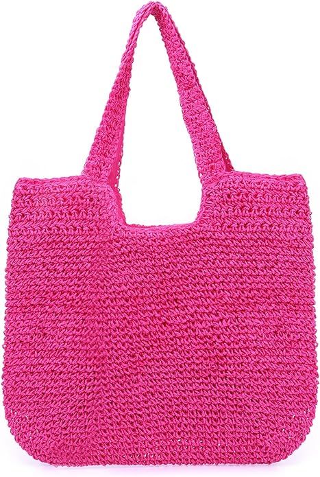 Freie Liebe Straw Beach Bag for Women Summer Woven Tote Bag Shoulder Handbags | Amazon (US)