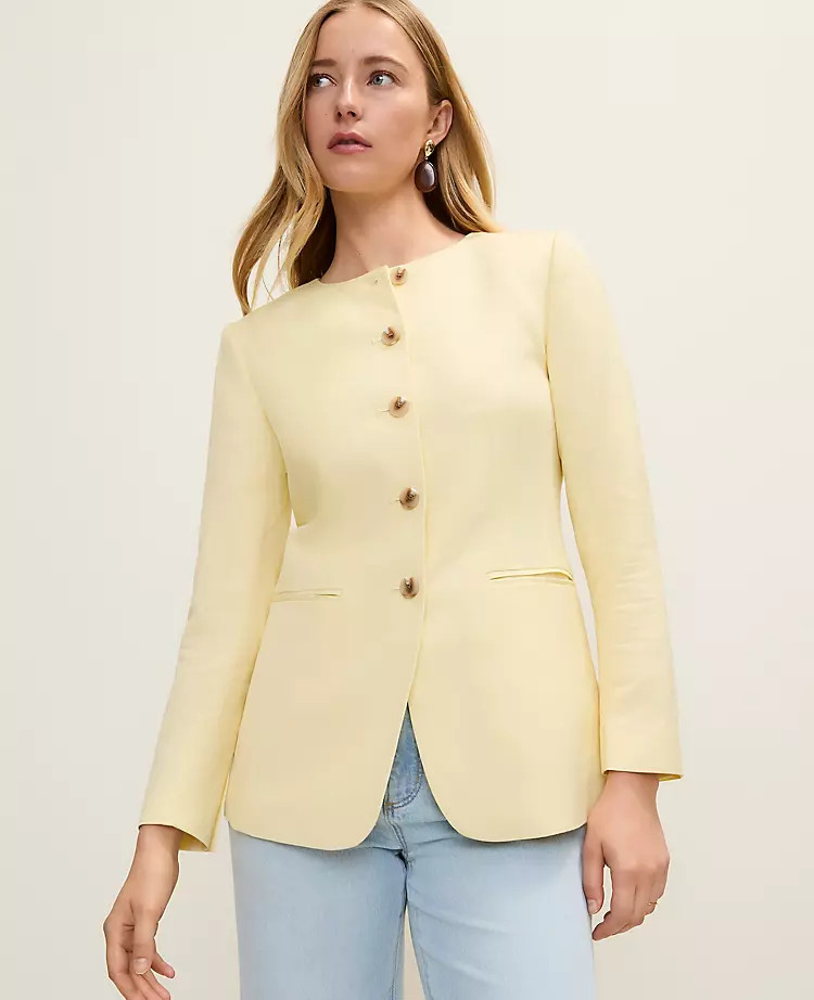 The Cutaway Jacket in Linen Blend | Ann Taylor