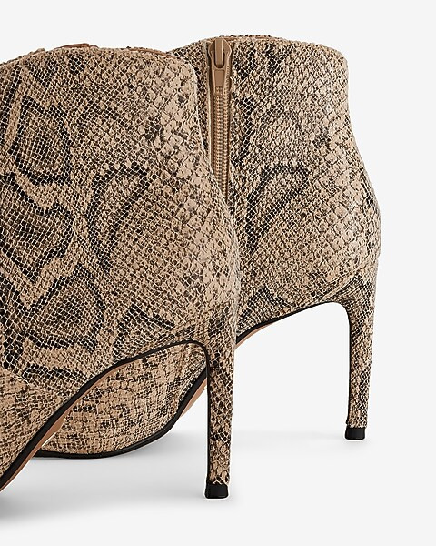 Snakeskin Thin Heel Booties | Express