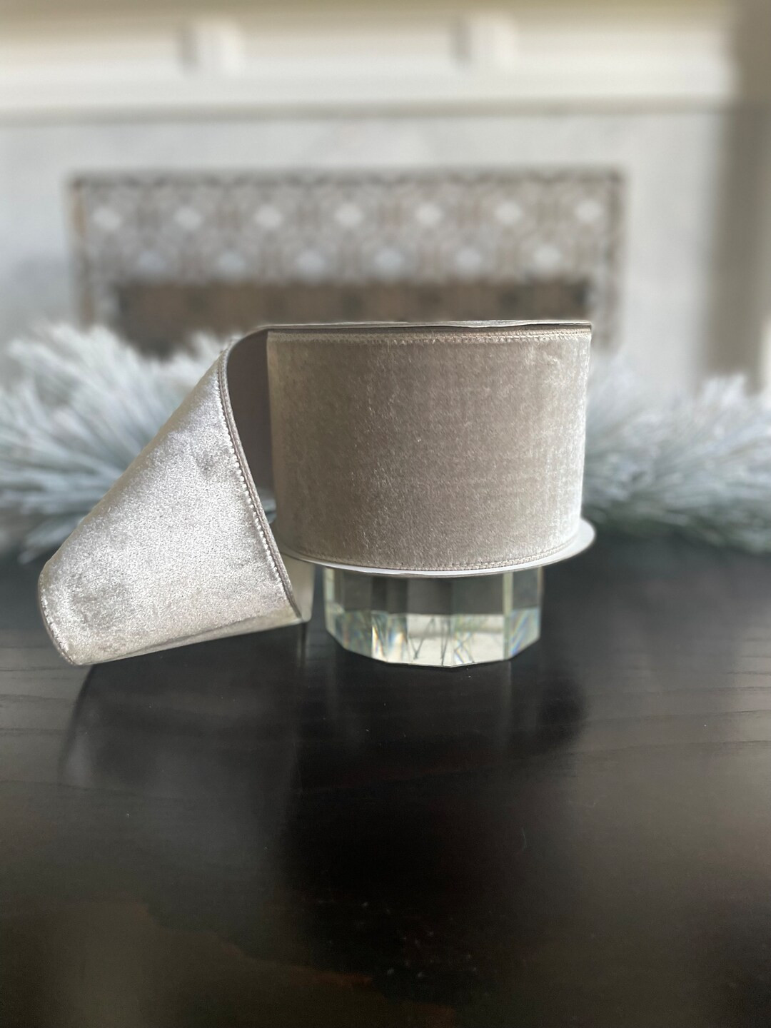 4 X 10 Yds. Designer Velvet Platinum Ribbon. Wired. - Etsy | Etsy (US)