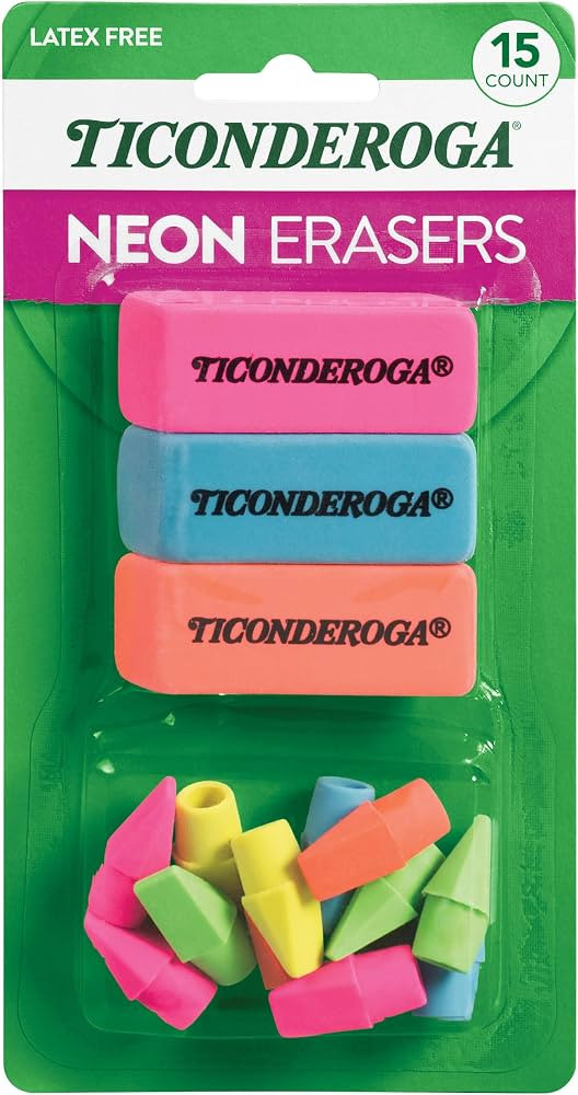 Ticonderoga Dixon Office & School Eraser Combination Set, 15 Eraser Multi-Pack, Multicolored (389... | Amazon (US)