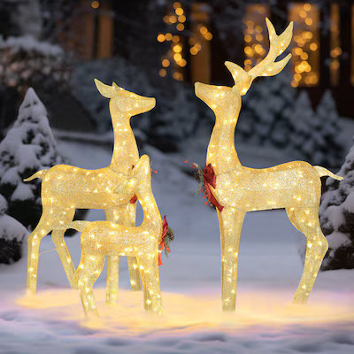 VEIKOUS 53.3-in Freestanding Reindeer Yard decoration with Clear LED Lights Lowes.com | Lowe's