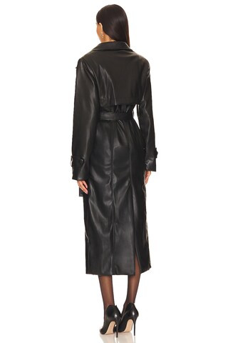 Tyra Faux Leather Trench in Black | Revolve Clothing (Global)