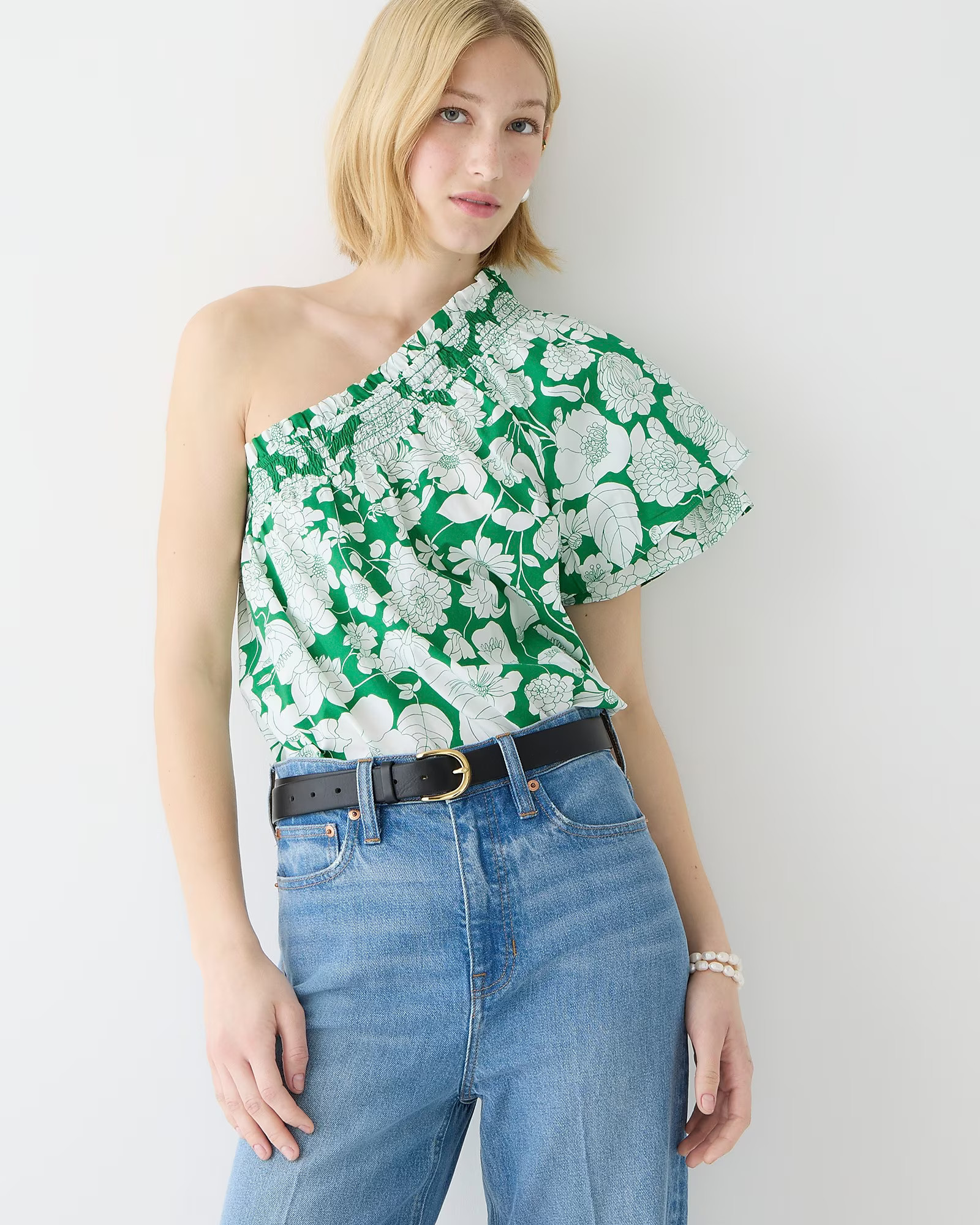 Smocked one-shoulder top in Kelly floral | J. Crew US