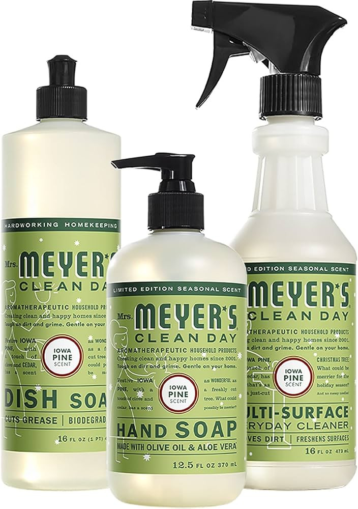 Mrs. Meyer's Kitchen Set, Dish Soap, Hand Soap, and Multi-Surface Cleaner, 3 CT (Iowa Pine) | Amazon (US)