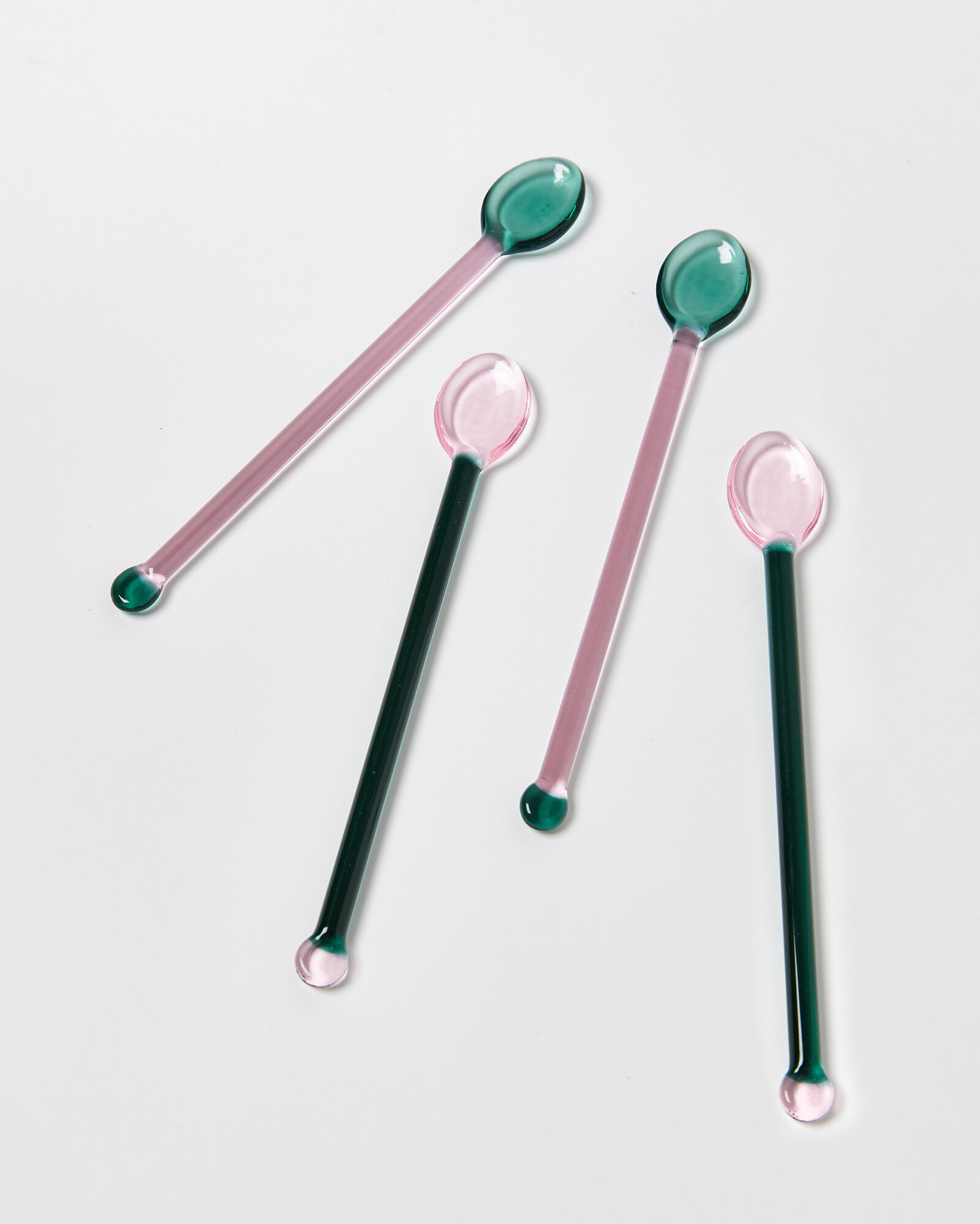 Oita Pink & Green Glass Spoons Set of Four | Oliver Bonas | Oliver Bonas (Global)