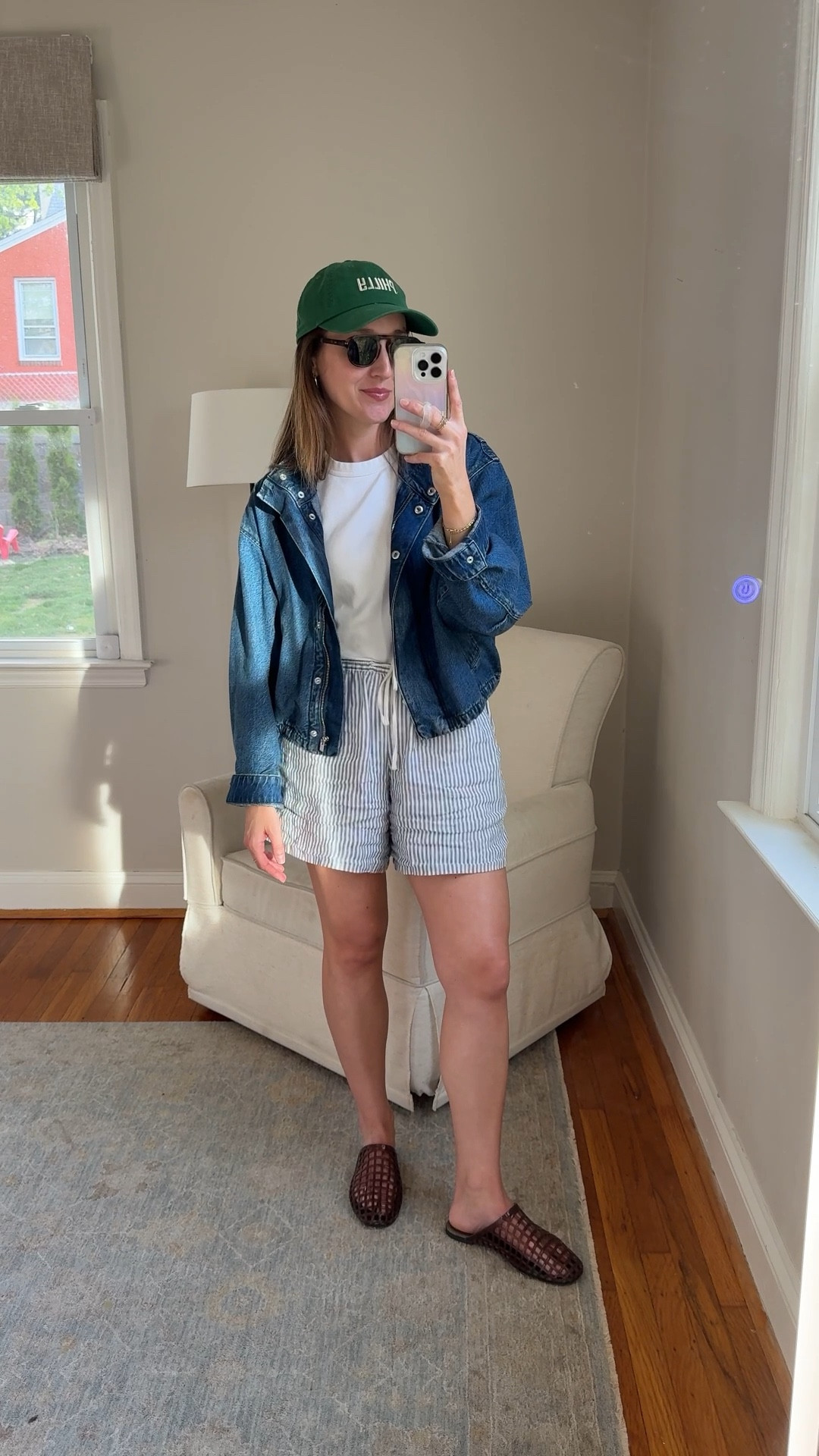 Sized up to a medium in the jacket. Wearing a size small in the shorts. I also wear a medium in this style of T-shirt from UNIQLO. ￼