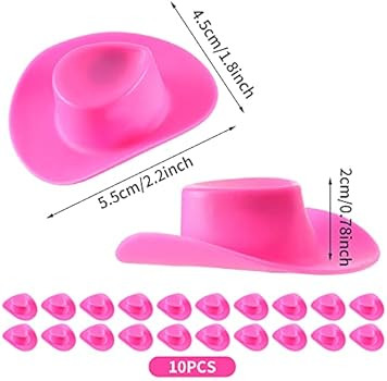 Lewtemi 10 Pieces Tiny Cowboy Hat Mini Cowboy Hat Plastic Mini Western Cowgirl Hat Pink Cowboy Ha... | Amazon (US)
