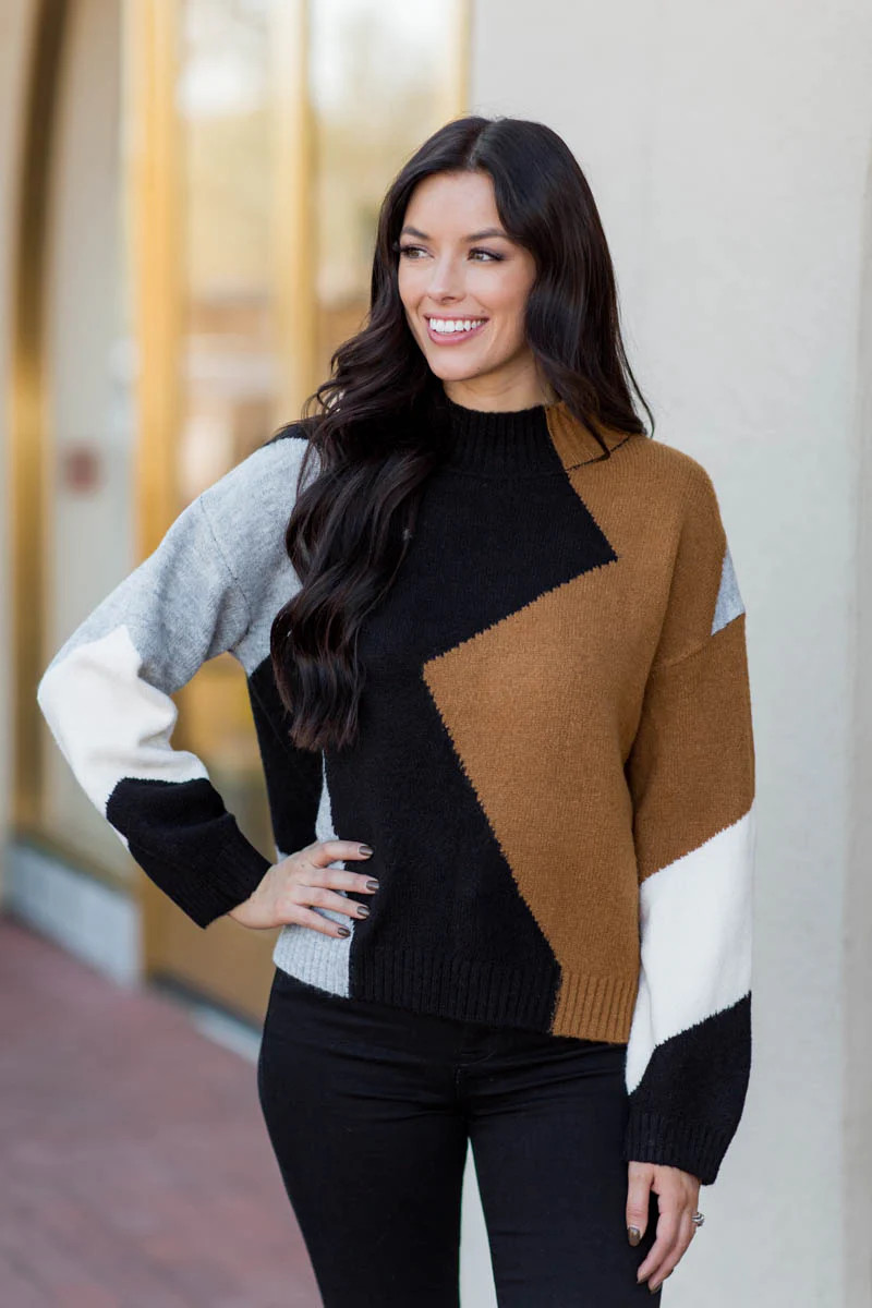 Dawn Sweater- Camel/Black | Avara