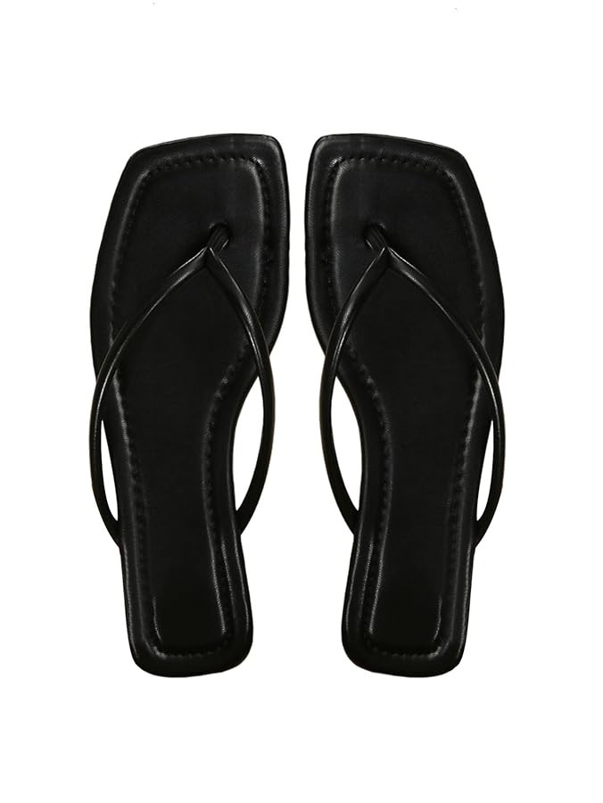 GORGLITTER Women's Square Open Toe Flip Flop Minimalist Thong Flat Sandals Slide On Summer Vacati... | Amazon (US)