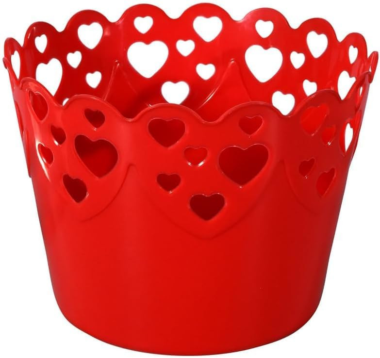 Valentine's Day Red Heart Plastic Scalloped Buckets 6.125x8.25 in Pack of 3 | Amazon (US)