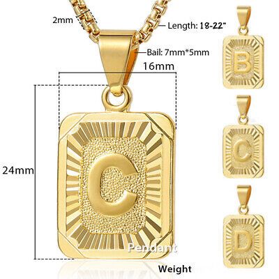 Letter A-Z Gold Filled Chain Pendant Necklace Box Link Jewelry for Mens Womens | eBay US