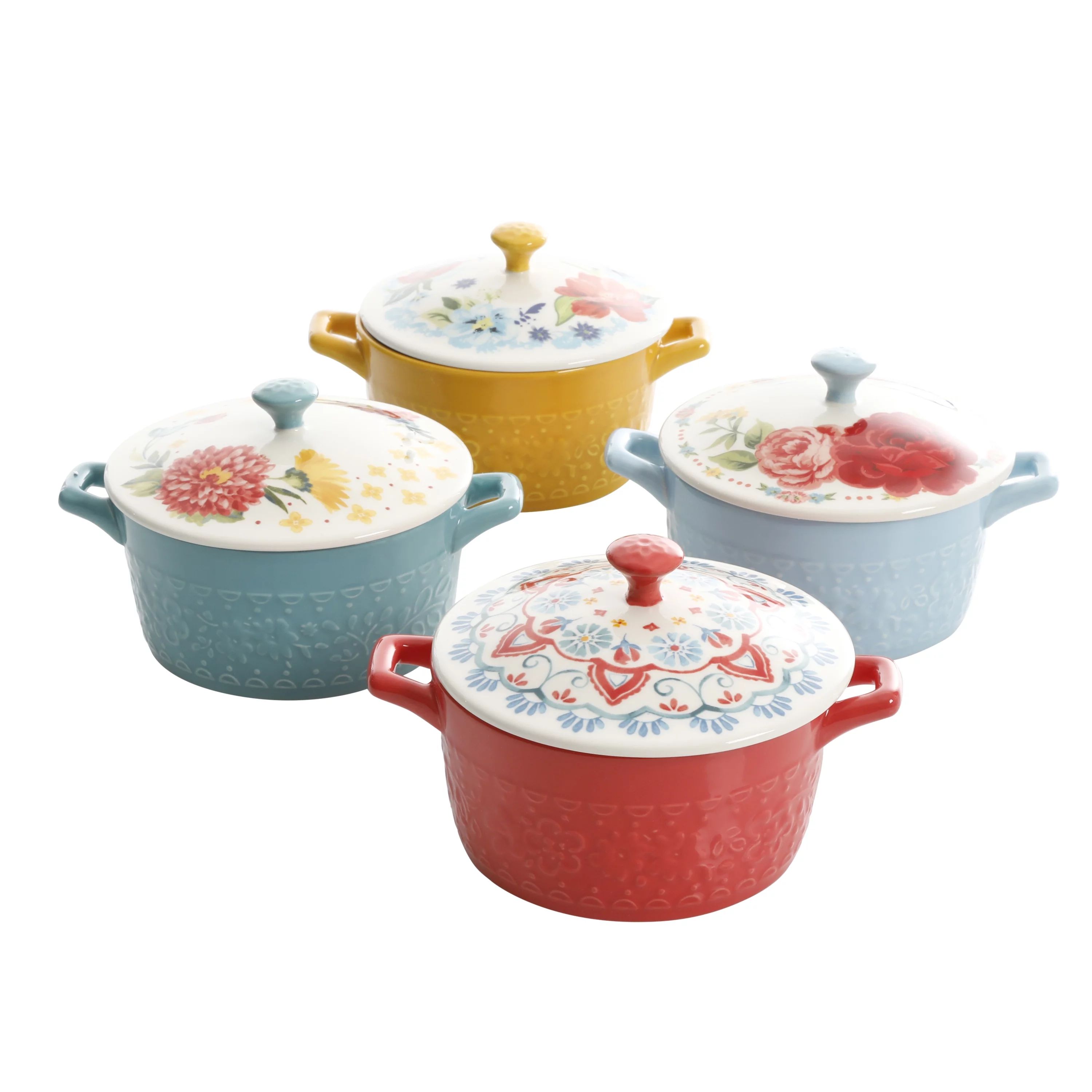 The Pioneer Woman Floral Medley 14.4oz Mini Casseroles, 4-Pack - Walmart.com | Walmart (US)