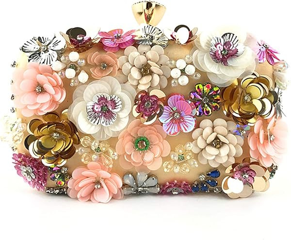 Women Clutches Flower Evening Handbag Chain Strap Shoulder Bag | Amazon (US)