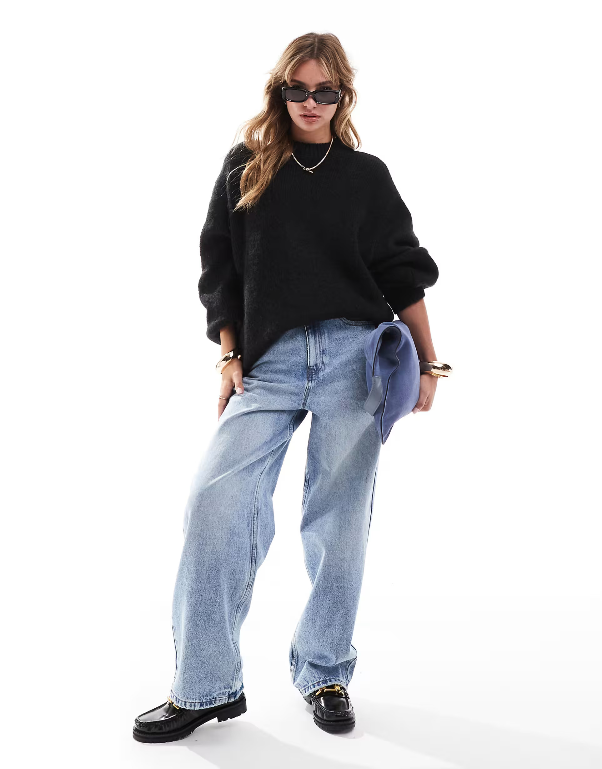 ASOS DESIGN oversized crew neck jumper in black | ASOS (Global)