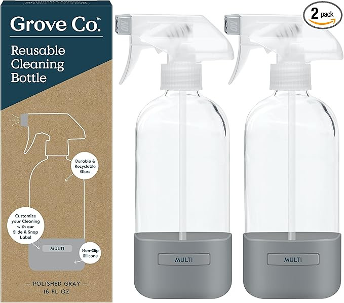 Grove Co. Glass Spray Bottles for Cleaning Solutions, 2-Pack Bundle, Unique Silicone Sleeve Slide... | Amazon (US)