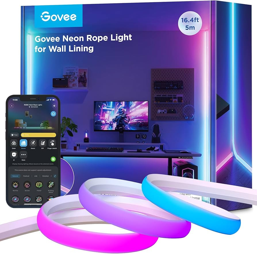 Govee Neon Rope Light for Wall Lining, LED Rope Lights Work with Matter, Google Assistant, Alexa,... | Amazon (US)