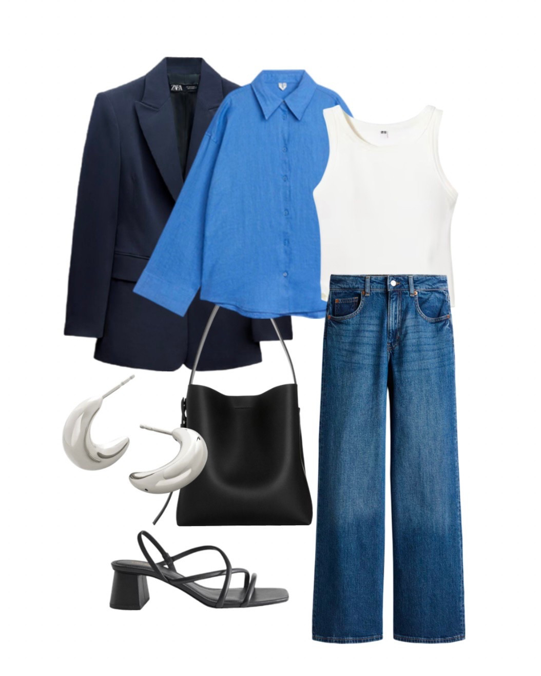 Monochrome blue and navy casual office outfit 

Wide leg jeans, navy blazer

#LTKspring #LTKuk #LTKworkwear