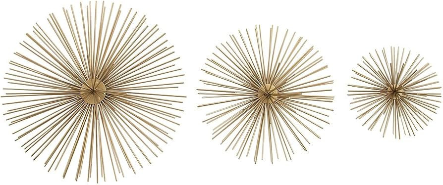 Zeckos 3 Piece Gold Finish Spiked Metal Sea Urchin Wall Sculpture Set | Amazon (US)
