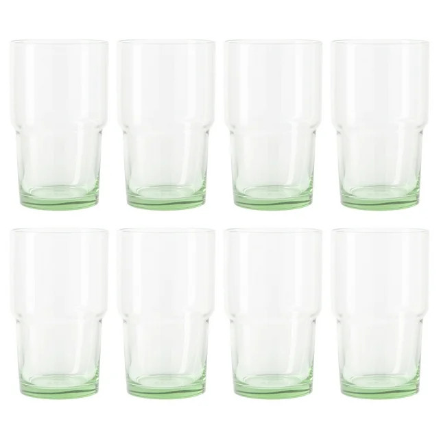 Better Homes & Gardens Clear Green Glass, Glassware, 8 Pack, 15 oz | Walmart (US)