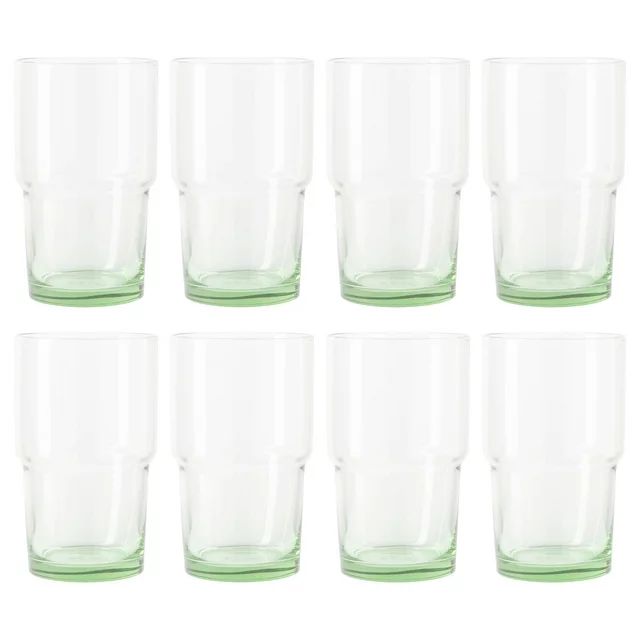 Better Homes & Gardens Clear Green Glass, Glassware, 8 Pack, 15 oz | Walmart (US)