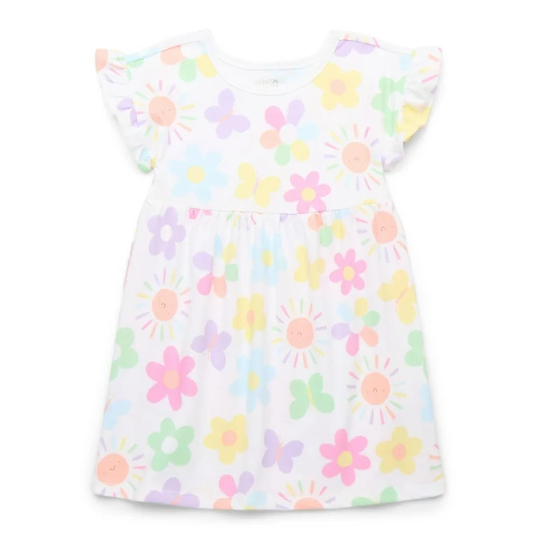 Garanimals Toddler Girl Print Dress with Short Ruffle Sleeves, Sizes 12M-5T | Walmart (US)