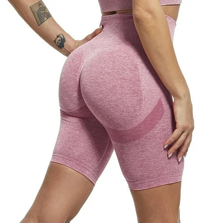 FunnyBeans Scrunch Seamless Cycling Shorts for Women High Waisted Butt Lifting Sexy Yoga Shorts Work | Walmart (US)