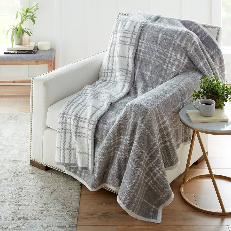 Crafted by Catherine Quinn Plaid Cozy Knit Throw Blanket 60" x 70" Inches, Soft Comfy Decorative ... | Amazon (US)