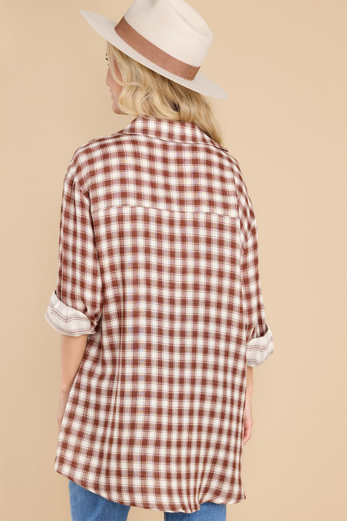 Word To The Wise Brown Plaid Top | Red Dress 