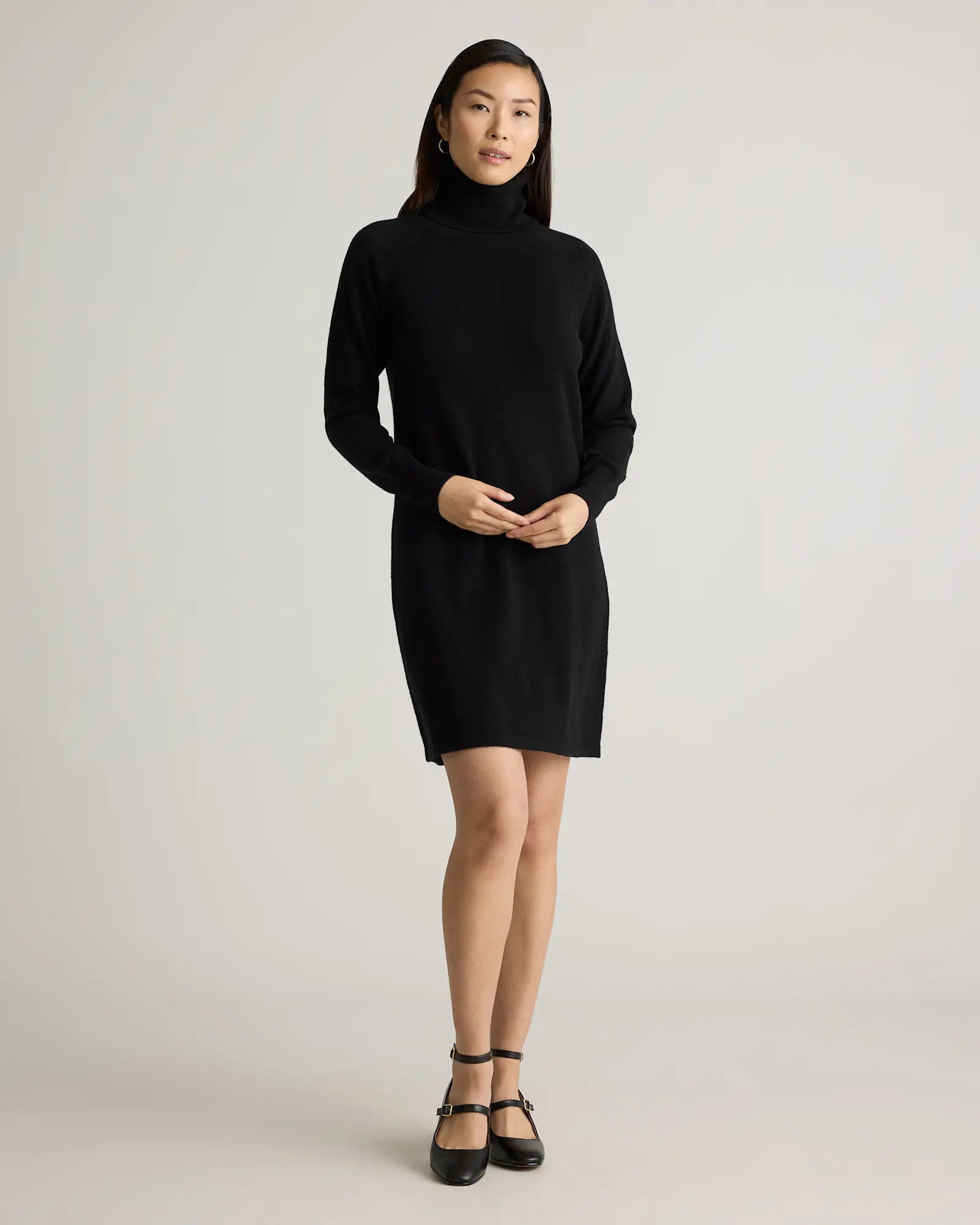 Cashmere Turtleneck Sweater Dress | Quince in Black | Quince