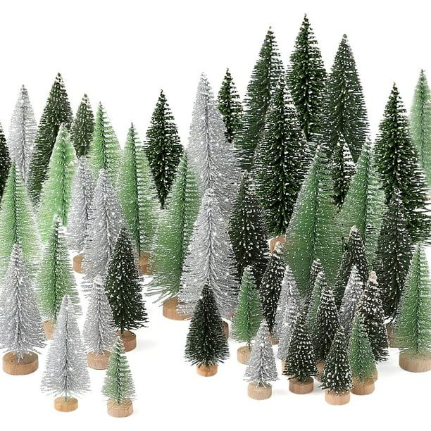 30Pcs Mini Christmas Trees - Artificial Christmas Trees Bottle Brush Trees with 5 Sizes, with Woo... | Walmart (US)