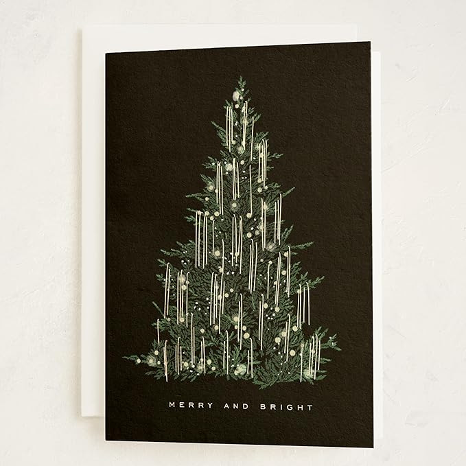 Minted Tinsel Tree Christmas Cards, 8 Cards with Envelopes, Folded 5x7 Holiday Card with Elegant ... | Amazon (US)