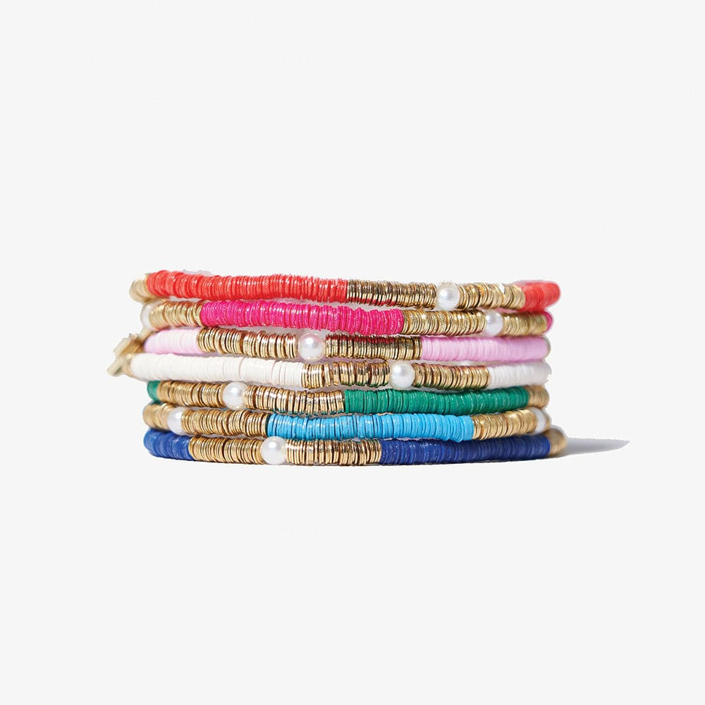 Rory Sequins and Pearls Bracelet Stack of 7 Rainbow | INK+ALLOY